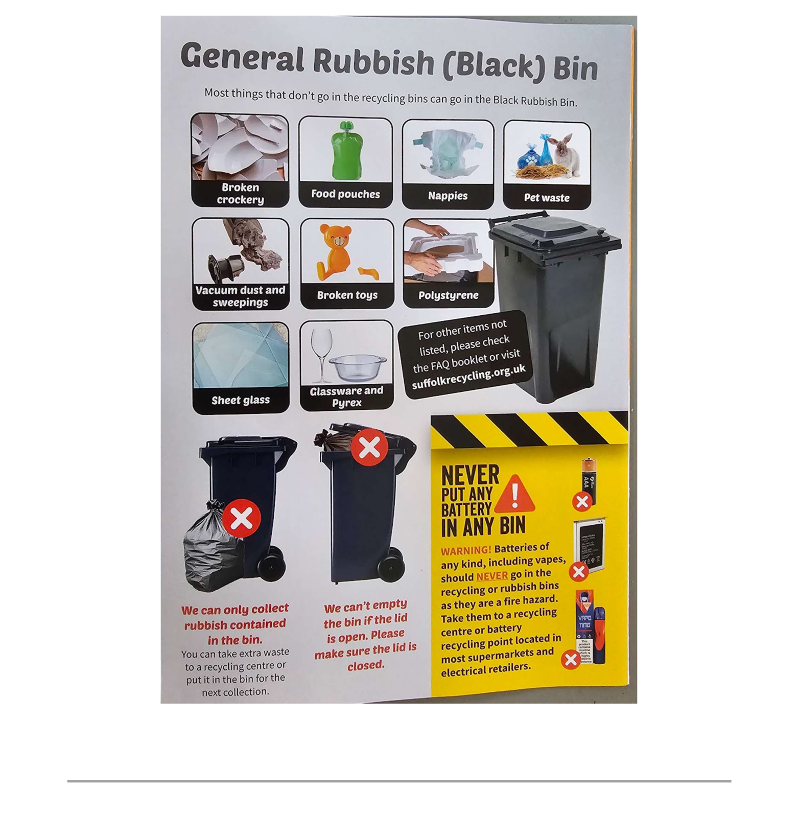 General Rubbish Black Bin diagram
